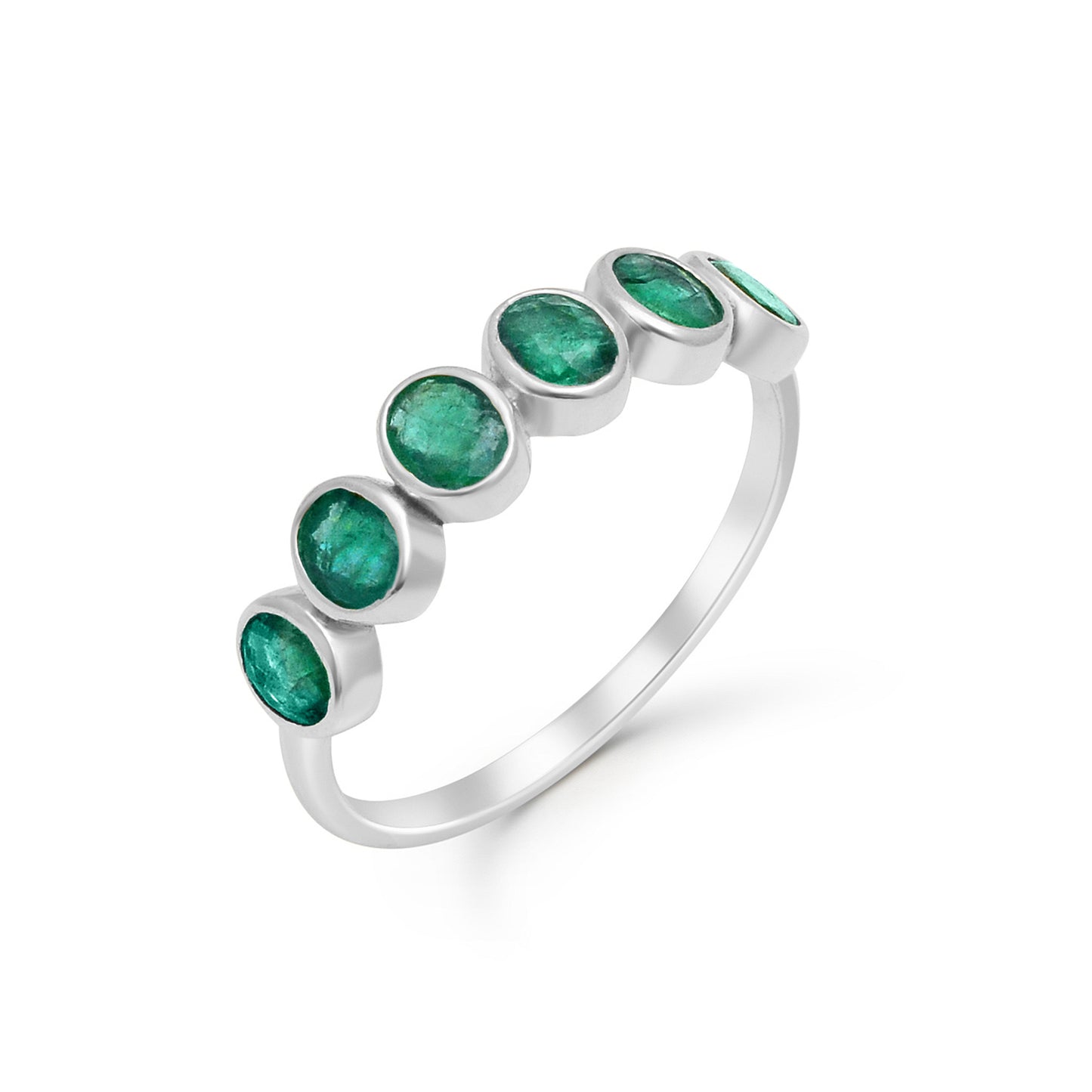 Oval Emerald Half-Eternity Ring