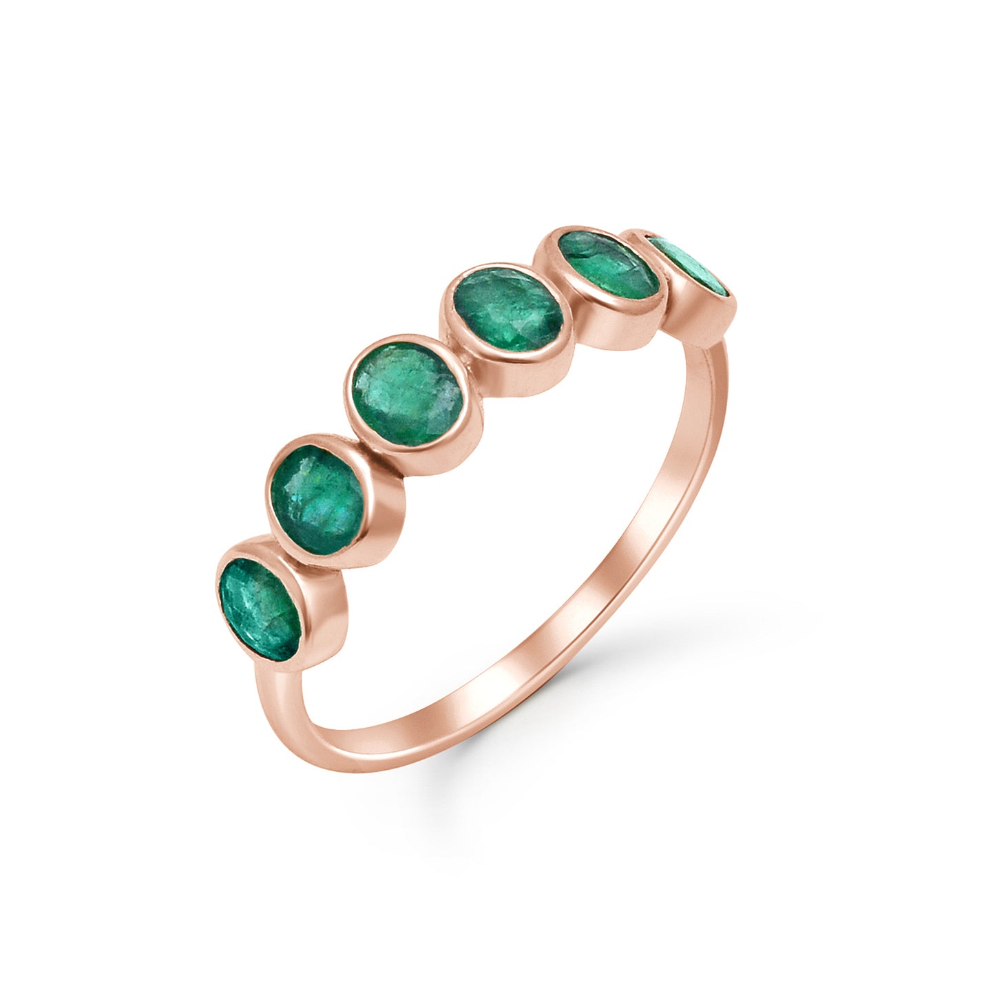 Oval Emerald Half-Eternity Ring
