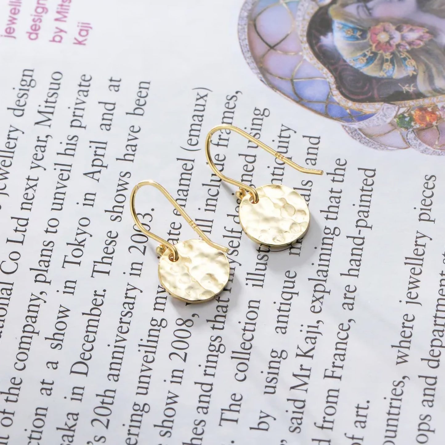 Hammered Disc Drop Earrings
