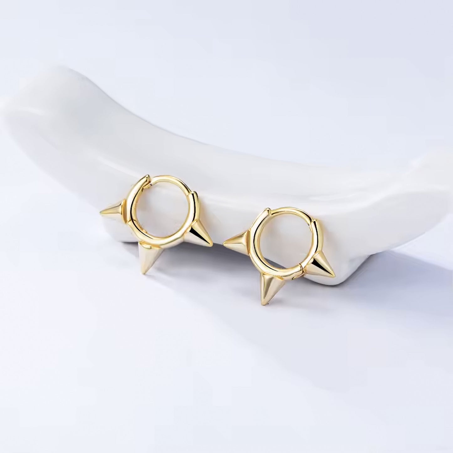 Triple Spike Huggie Earrings