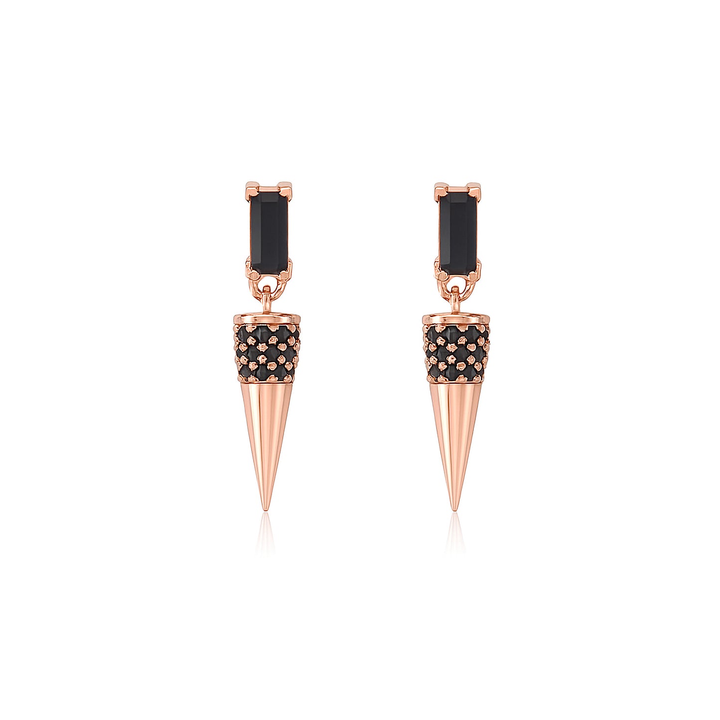 Black Onyx Spike Dangle Earrings