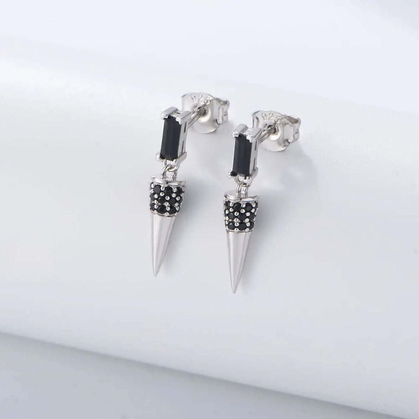 Black Onyx Spike Dangle Earrings