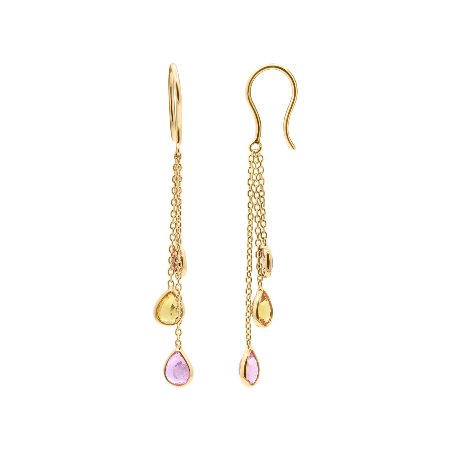 Natural Multi Sapphire Drop Dangle Earrings