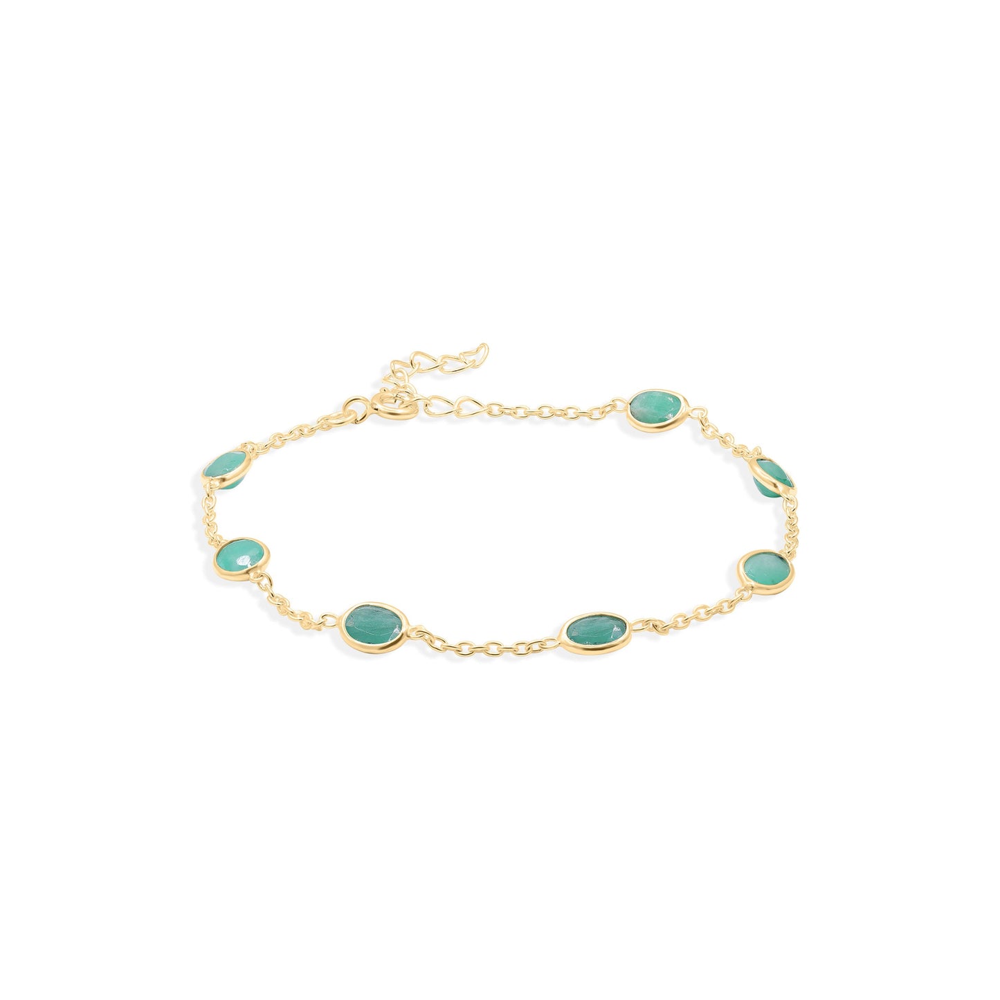 Enchanted Linked Emerald Gemstone Bracelet in Sterling Silver