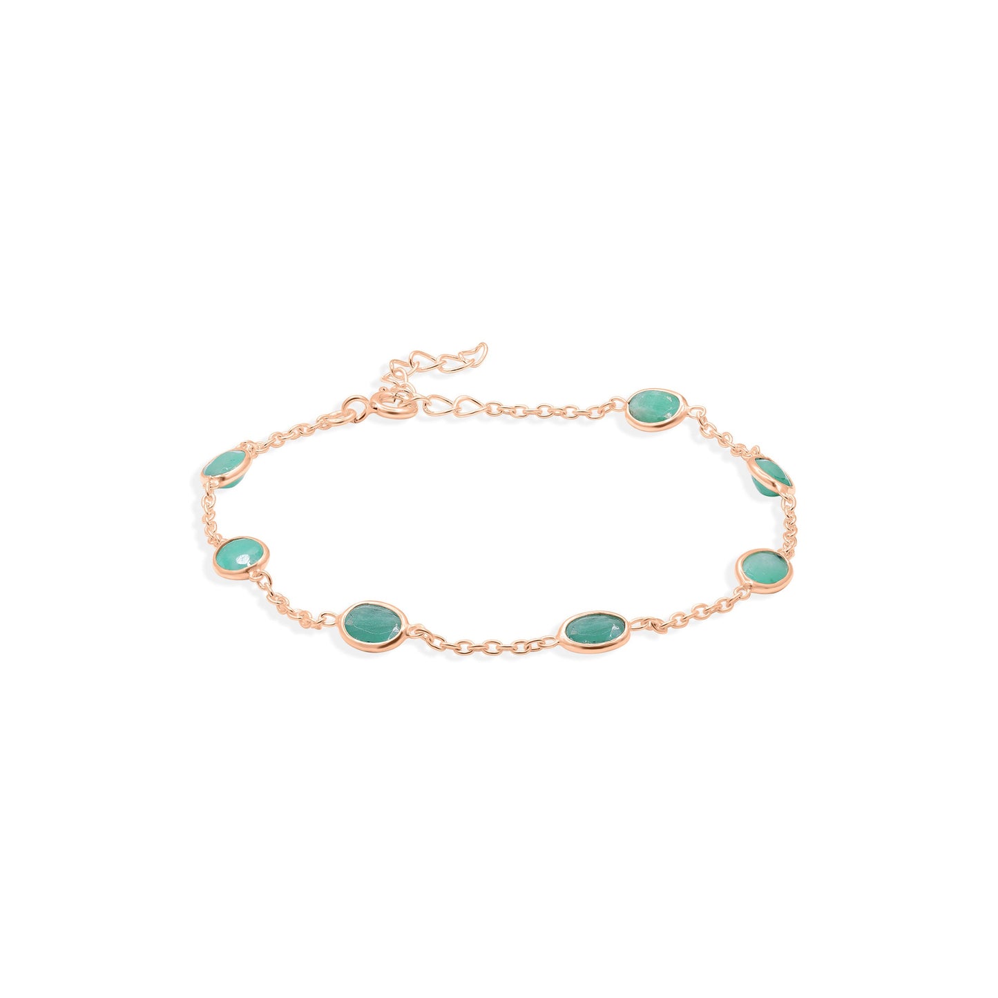 Enchanted Linked Emerald Gemstone Bracelet in Sterling Silver