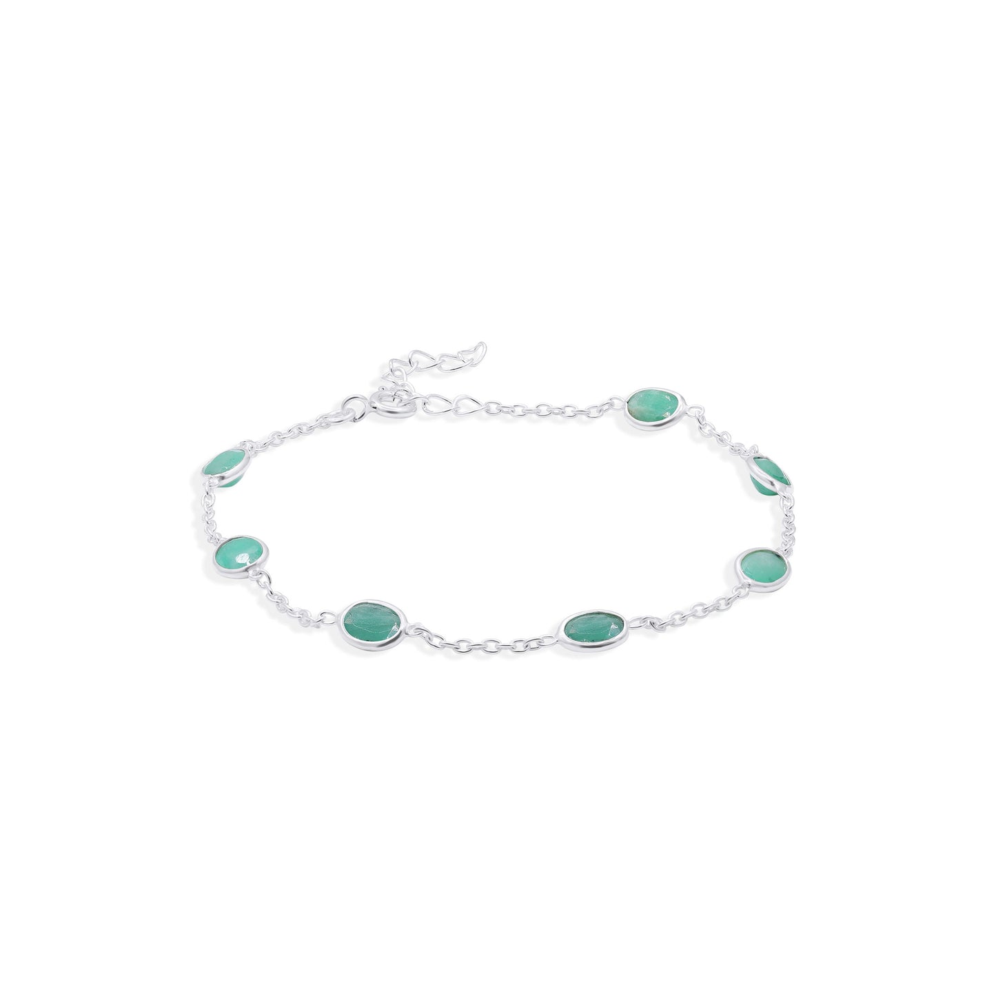 Enchanted Linked Emerald Gemstone Bracelet in Sterling Silver