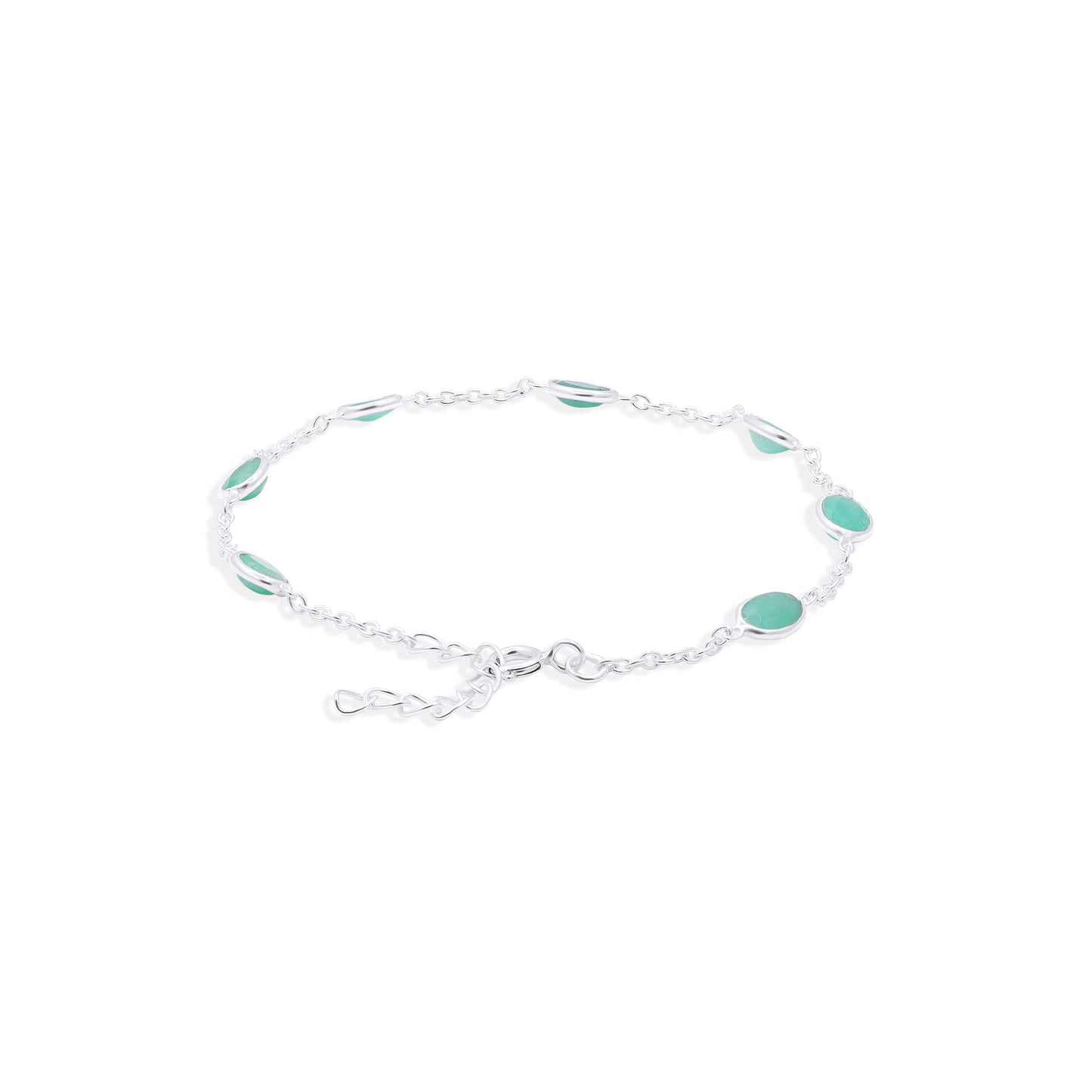 Enchanted Linked Emerald Gemstone Bracelet in Sterling Silver