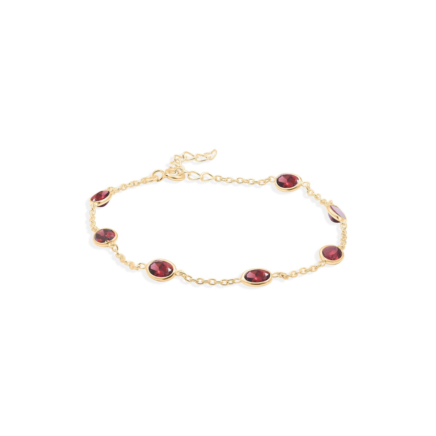 Glamour Linked Garnet Gemstone Bracelet in Sterling Silver