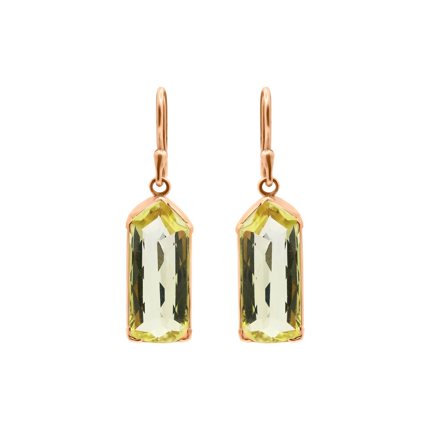Lemon Quartz Pentagonal Dangle Earrings