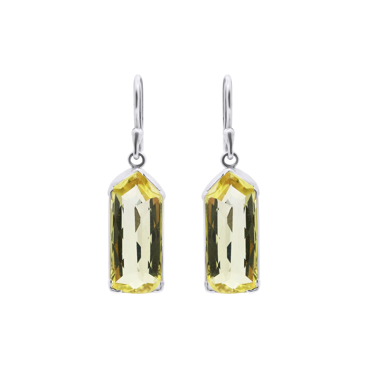 Lemon Quartz Pentagonal Dangle Earrings