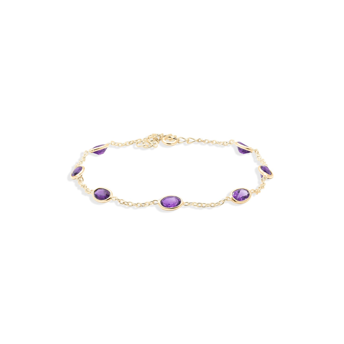 Majestic Linked Amethyst Gemstone Bracelet in Sterling Silver