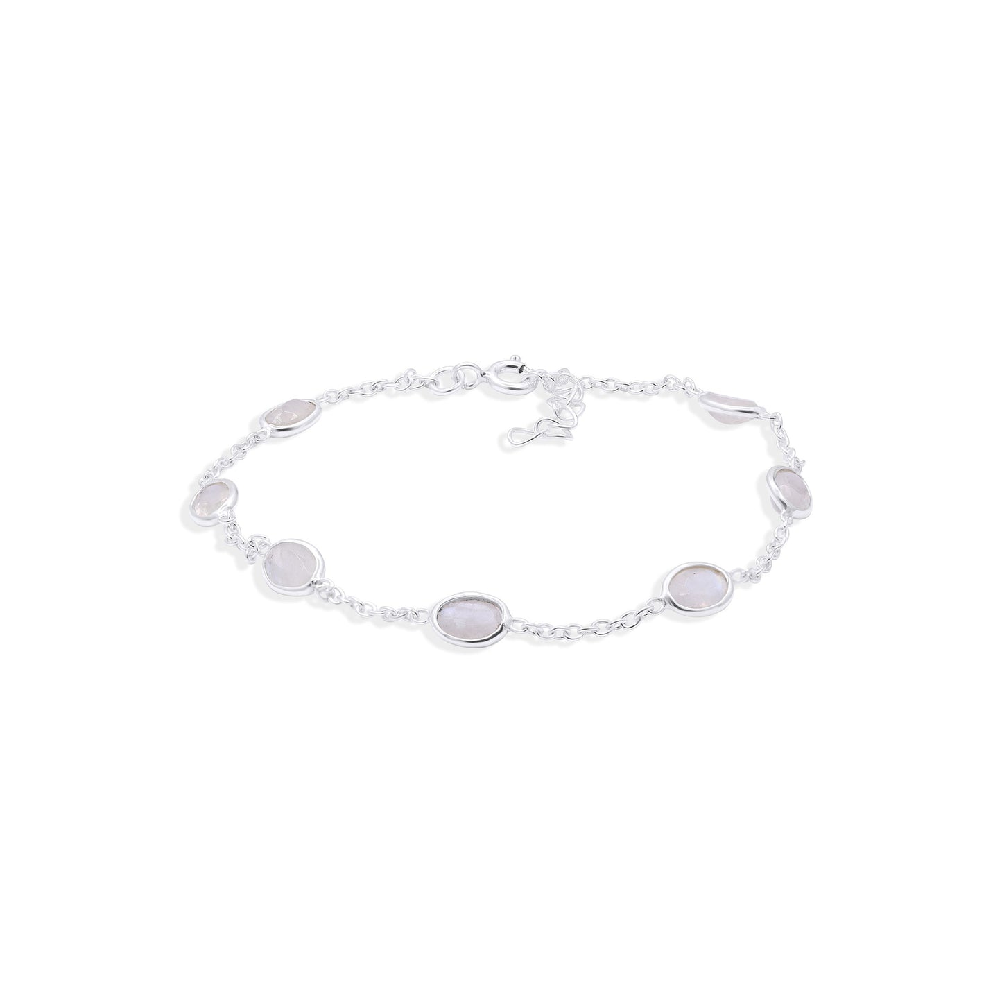 Moonlit Linked Moonstone Bracelet in Sterling Silver