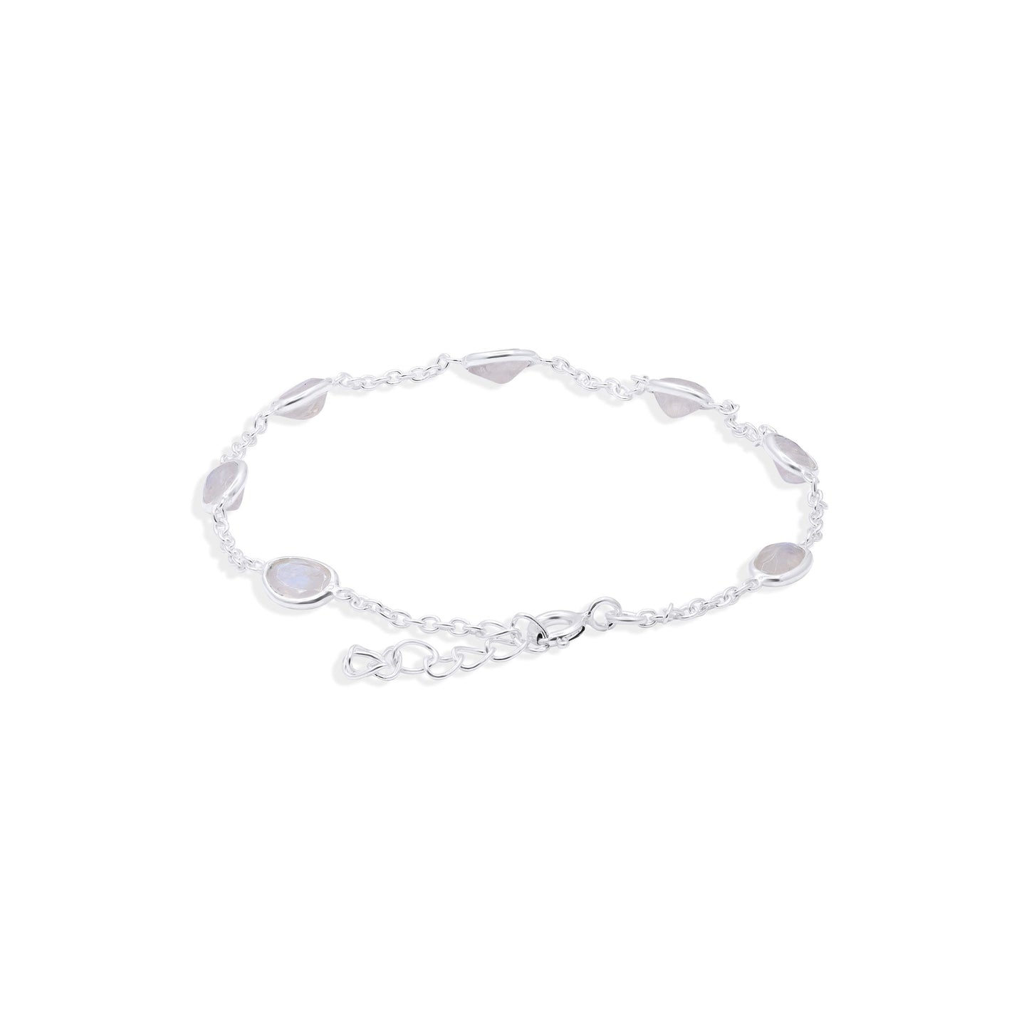 Moonlit Linked Moonstone Bracelet in Sterling Silver
