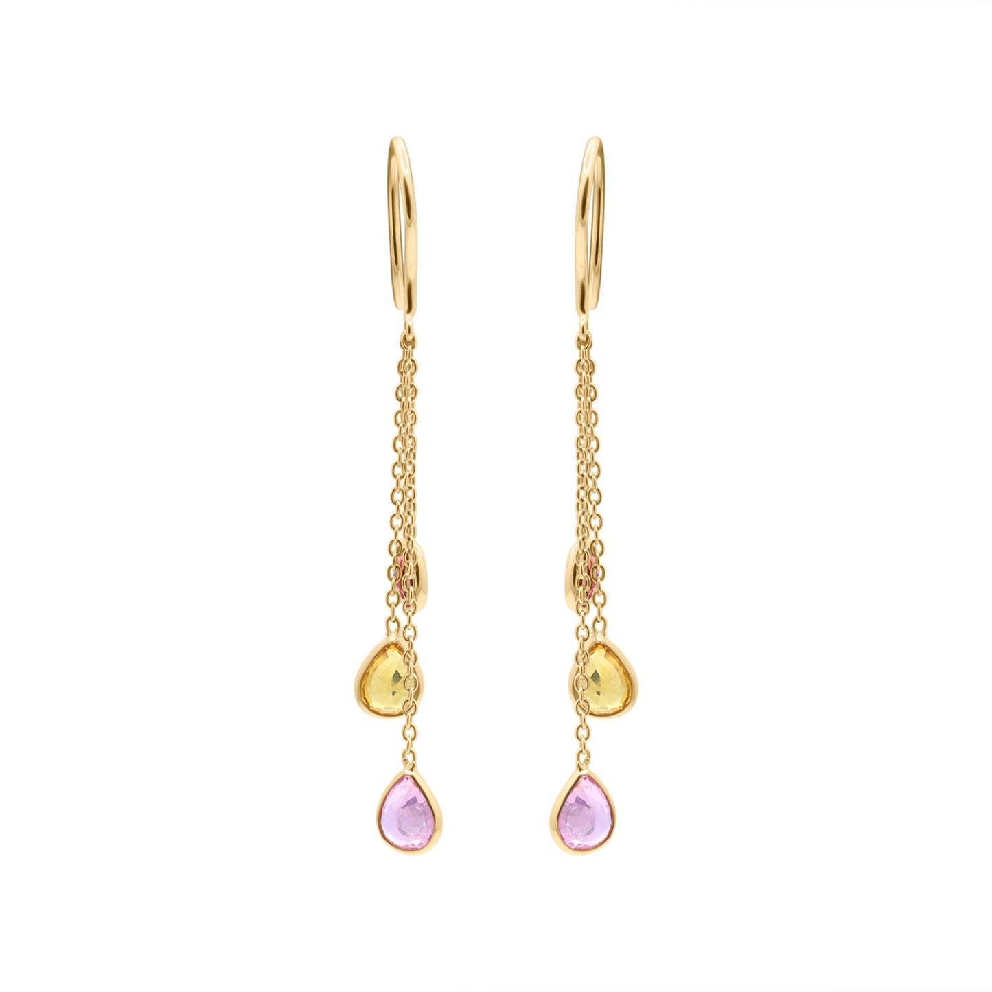 Natural Multi Sapphire Drop Dangle Earrings