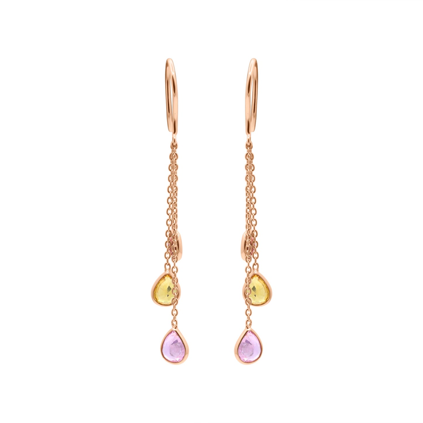 Natural Multi Sapphire Drop Dangle Earrings