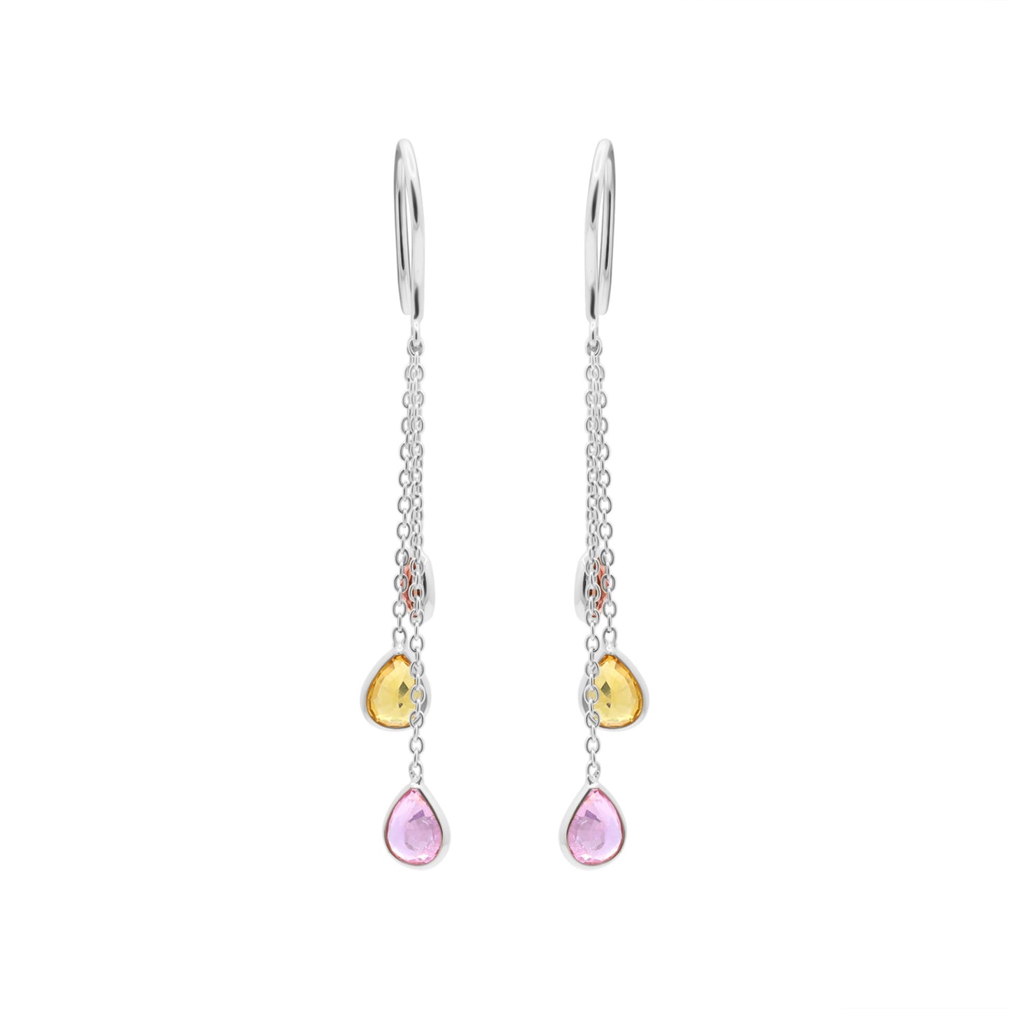 Natural Multi Sapphire Drop Dangle Earrings