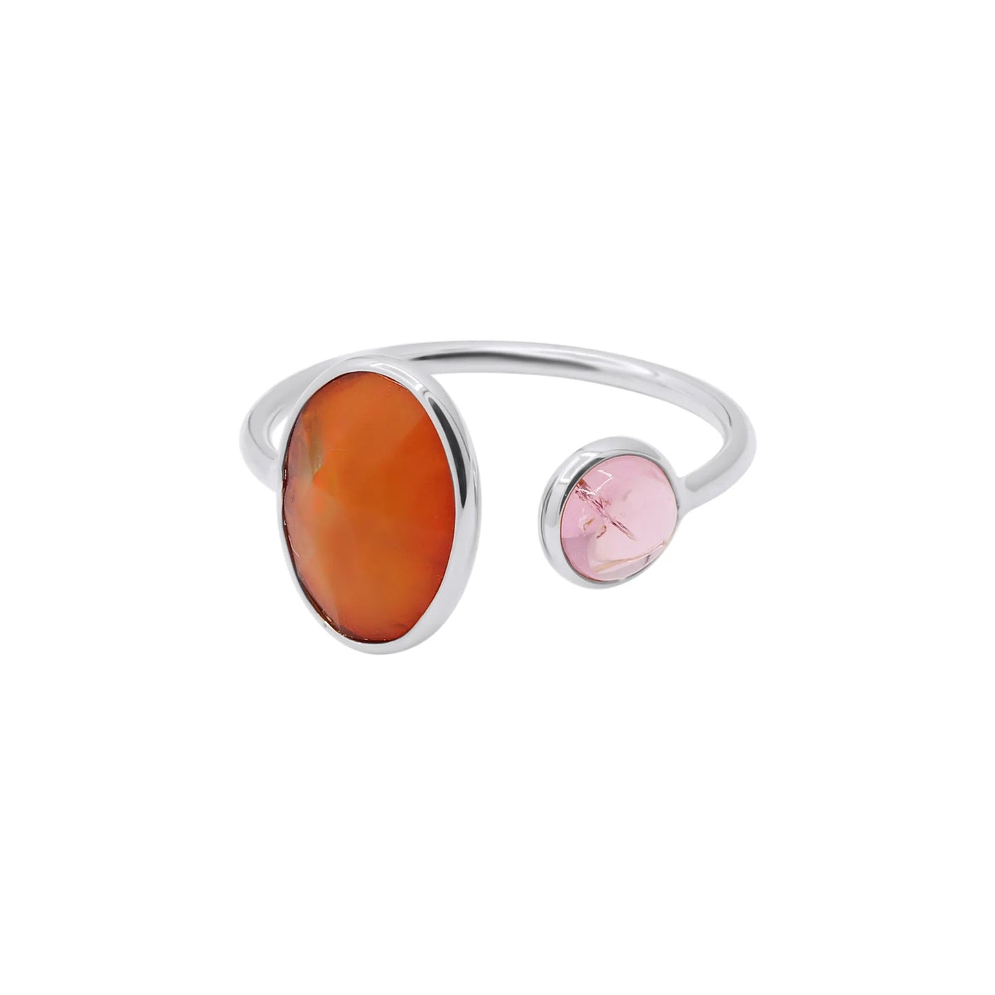 Oval Opal and Pink Sapphire Gemstone Ring