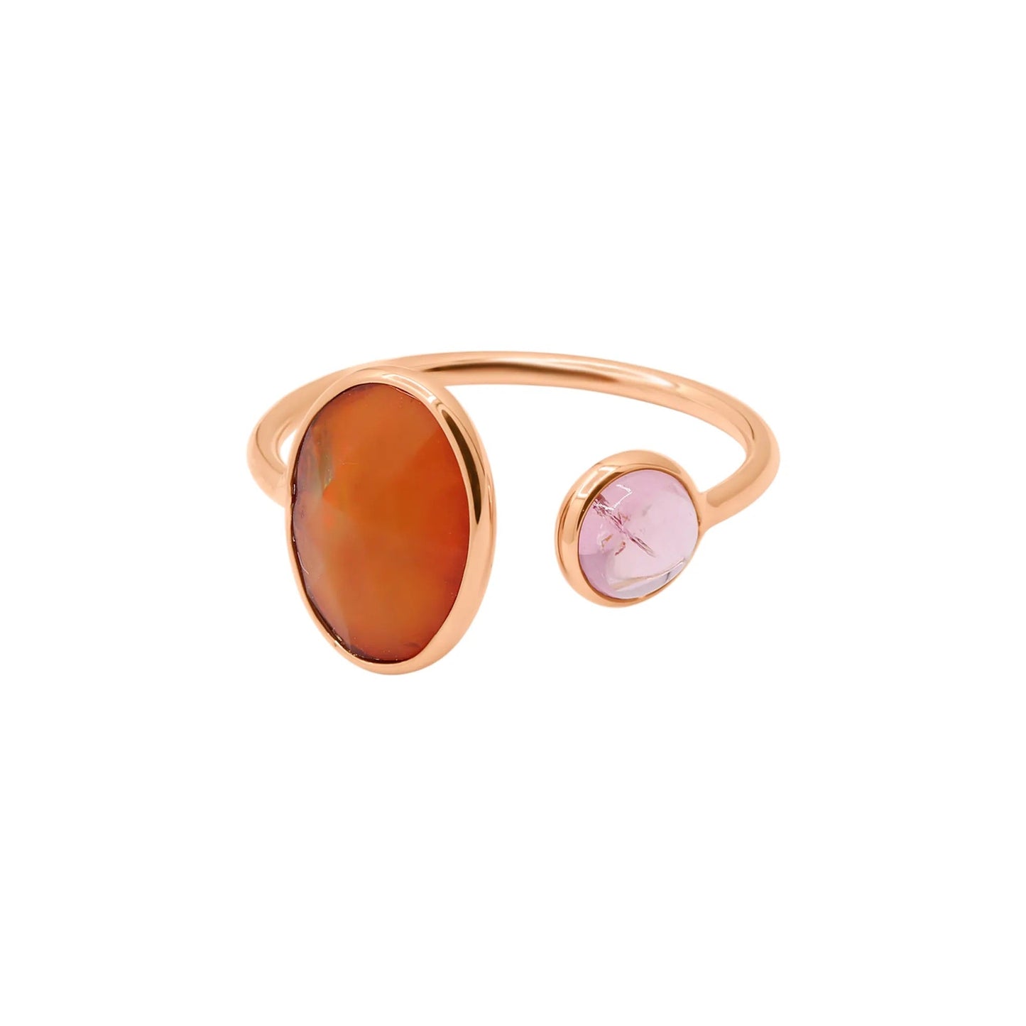 Oval Opal and Pink Sapphire Gemstone Ring