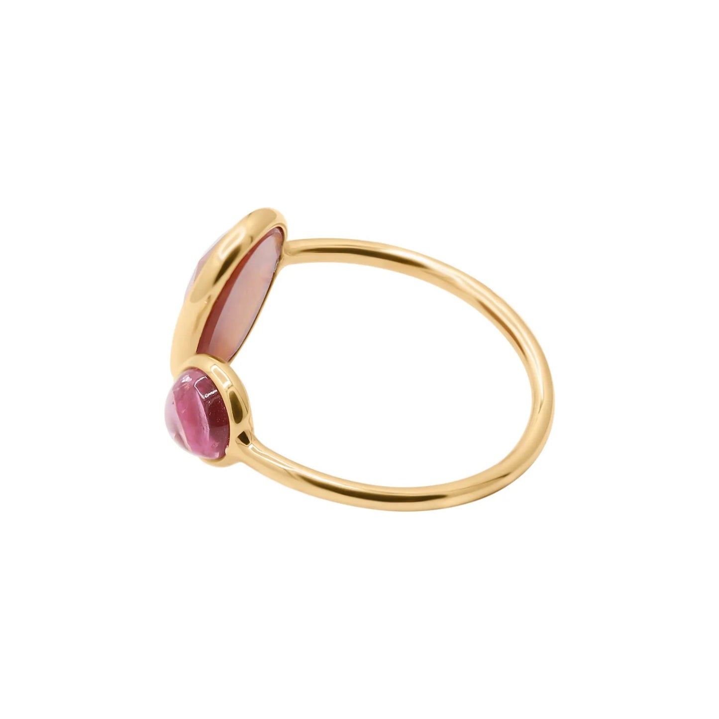 Oval Opal and Pink Sapphire Gemstone Ring