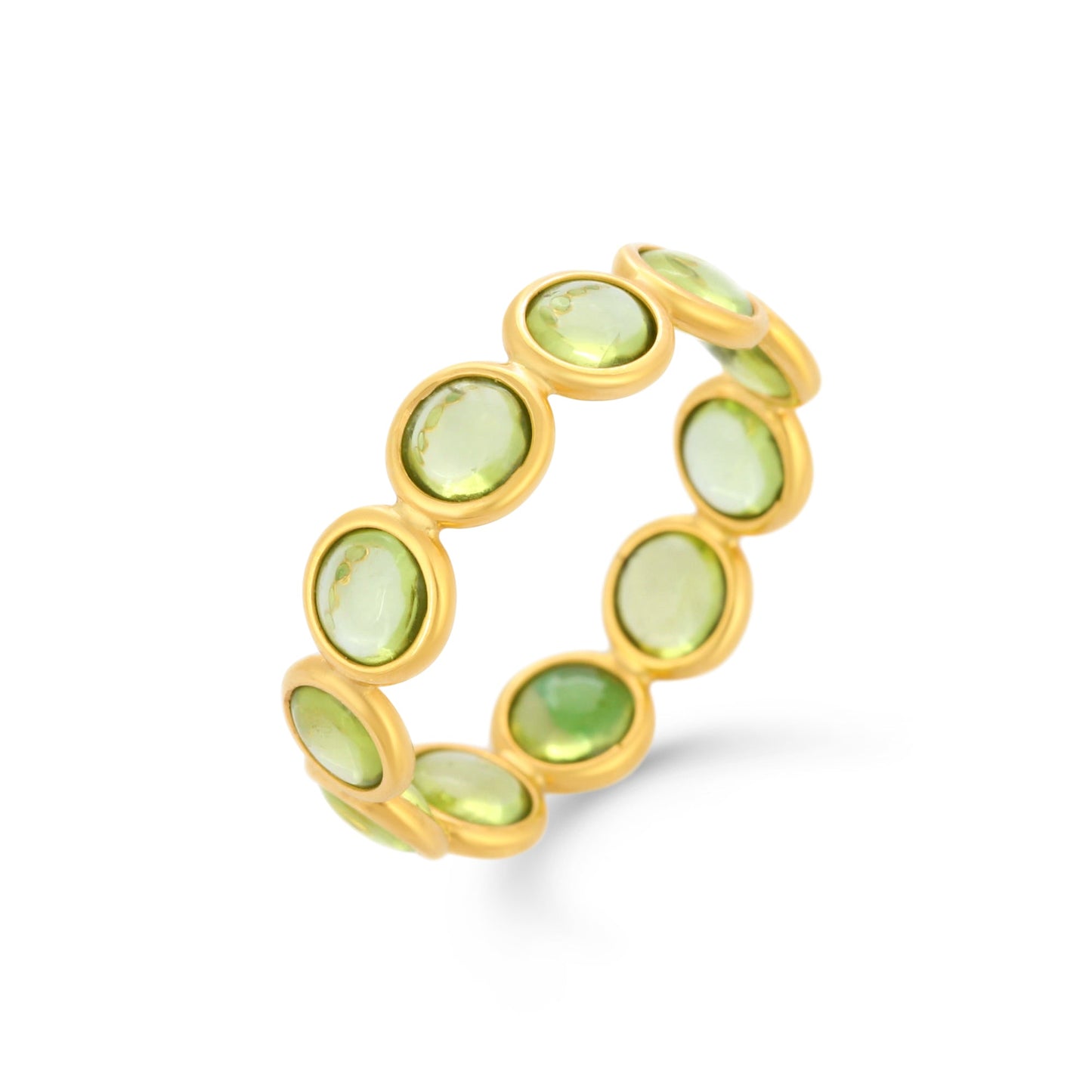 Round Peridot Half Eternity Ring