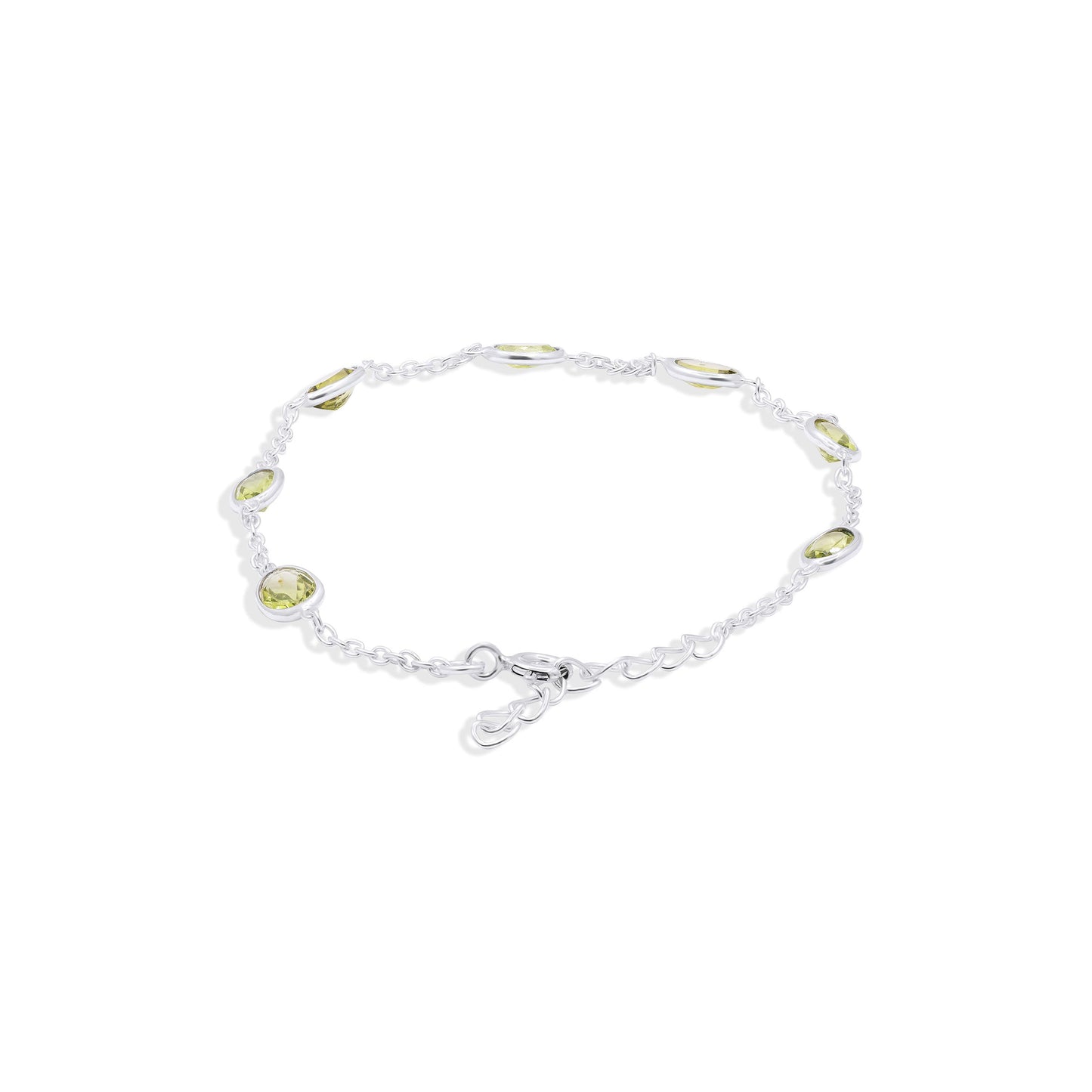 Splendour Linked Peridot Gemstone Bracelet in Sterling Silver