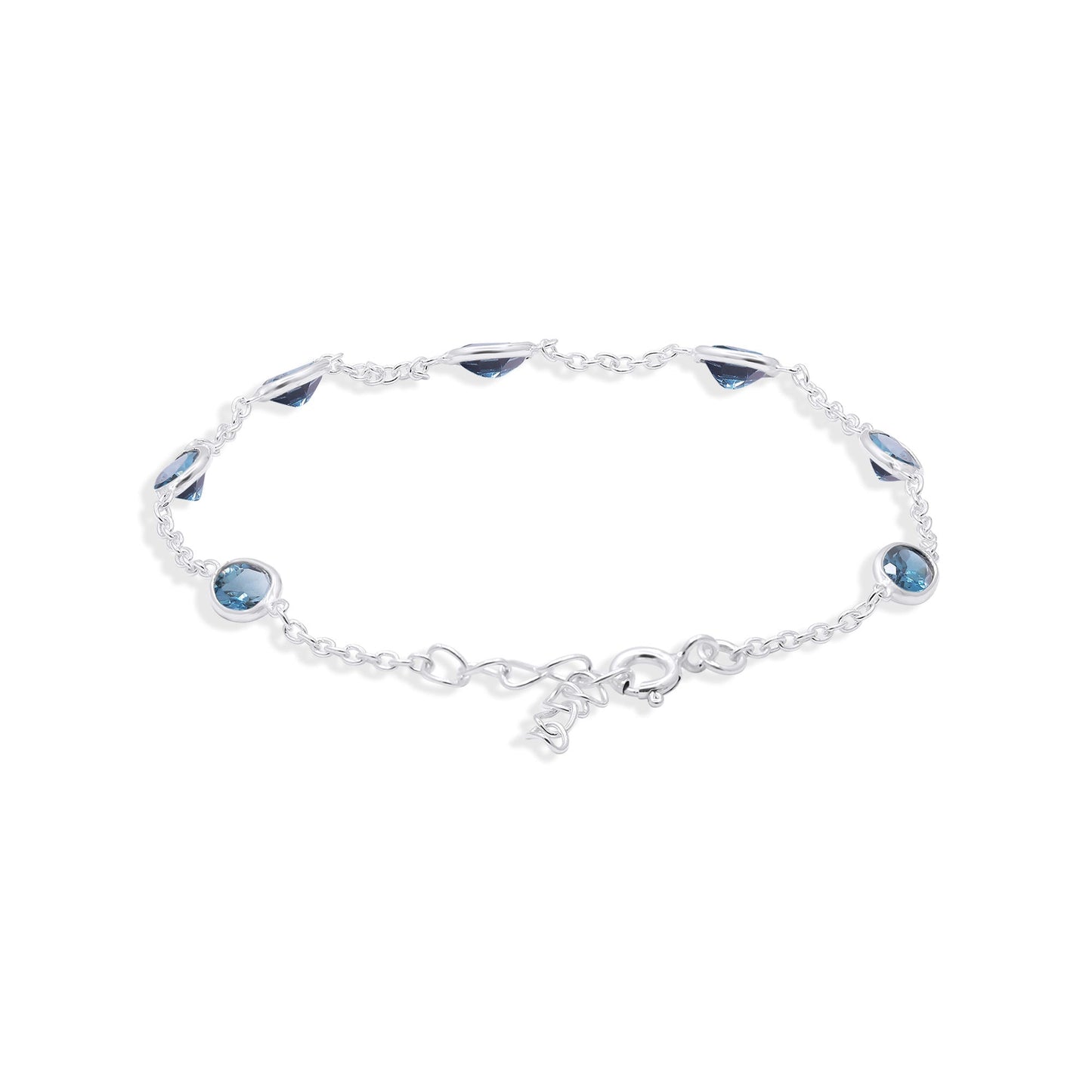 Starlight Linked Blue Topaz Bracelet in Sterling Silver