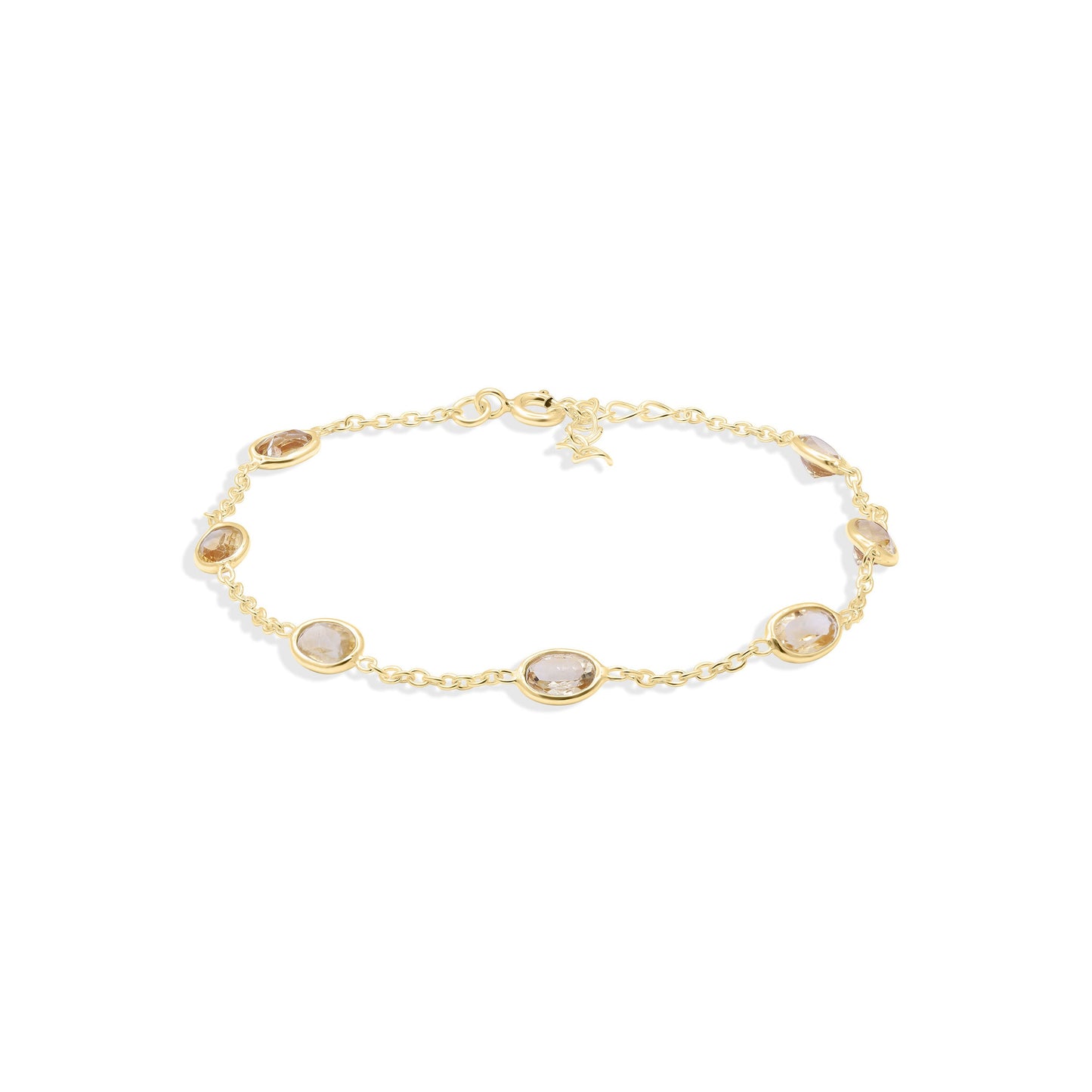 Sunshine Linked Citrine Gemstone Bracelet in Sterling Silver