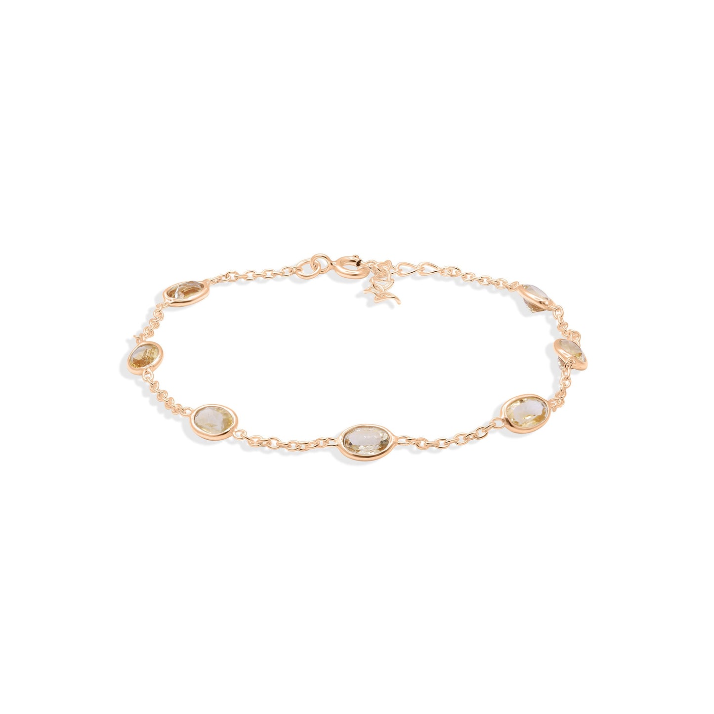 Sunshine Linked Citrine Gemstone Bracelet in Sterling Silver