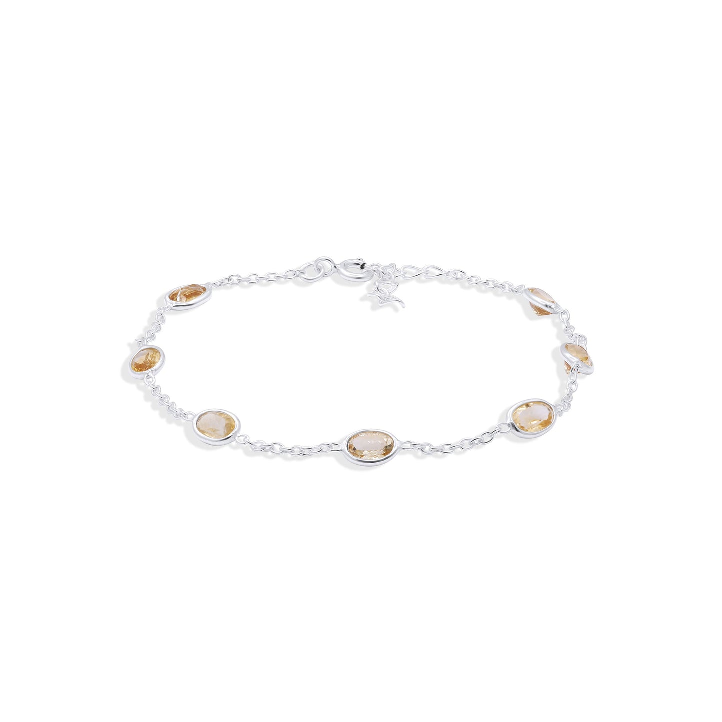 Sunshine Linked Citrine Gemstone Bracelet in Sterling Silver