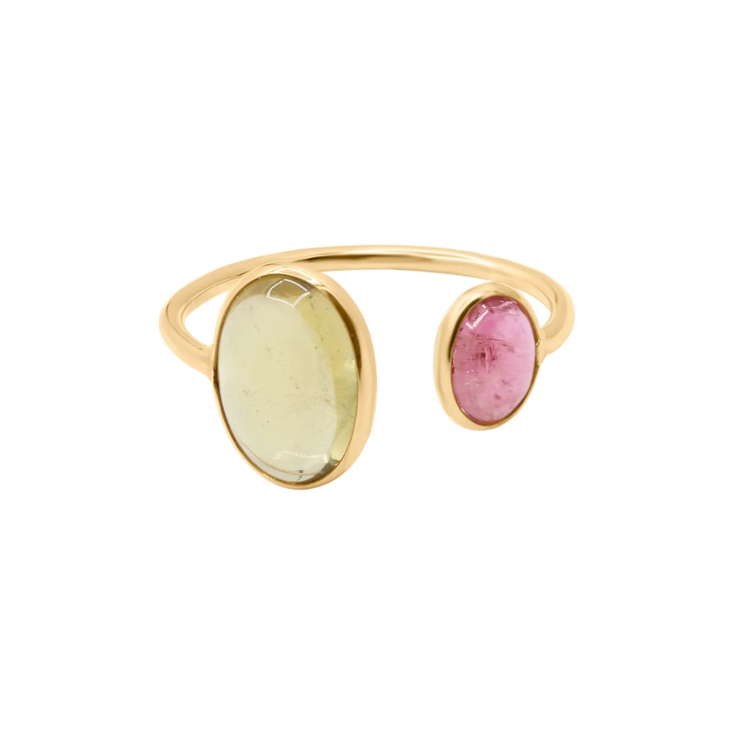 Two Stone Yellow And Pink Sapphire Ring