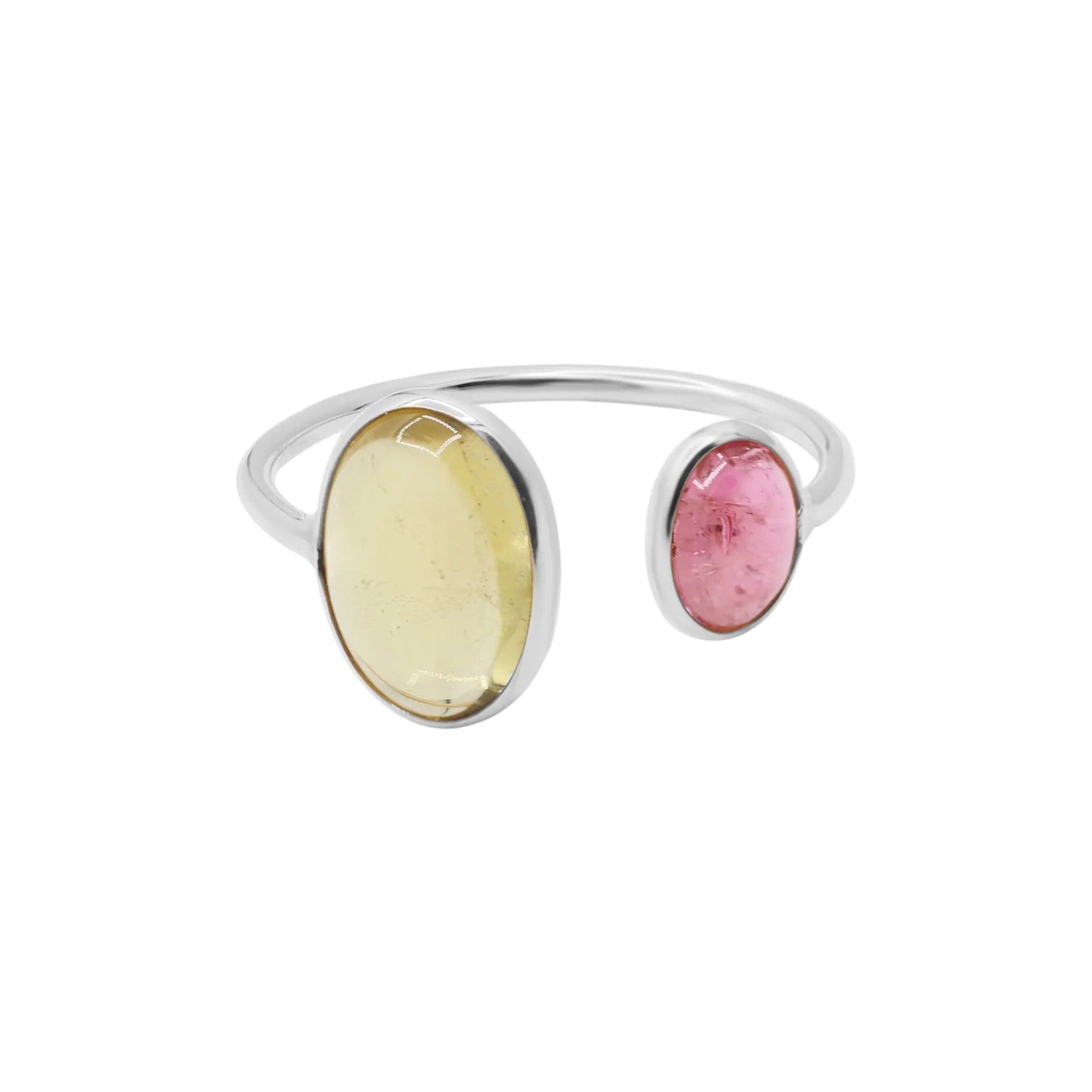 Two Stone Yellow And Pink Sapphire Ring