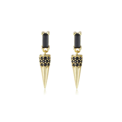 Black Onyx Spike Dangle Earrings
