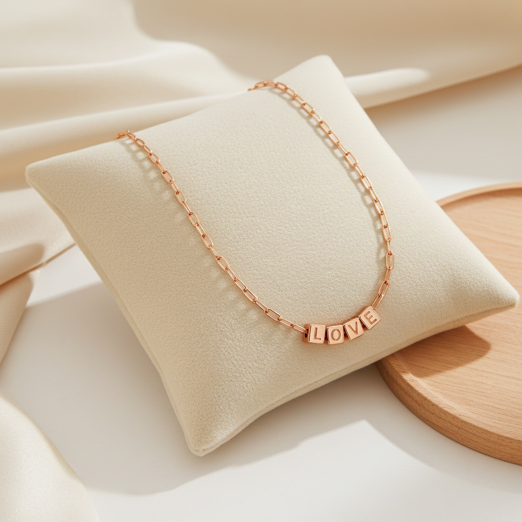 LOVE Block Paperclip Necklace