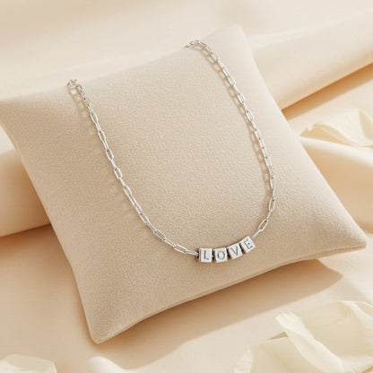 LOVE Block Paperclip Necklace