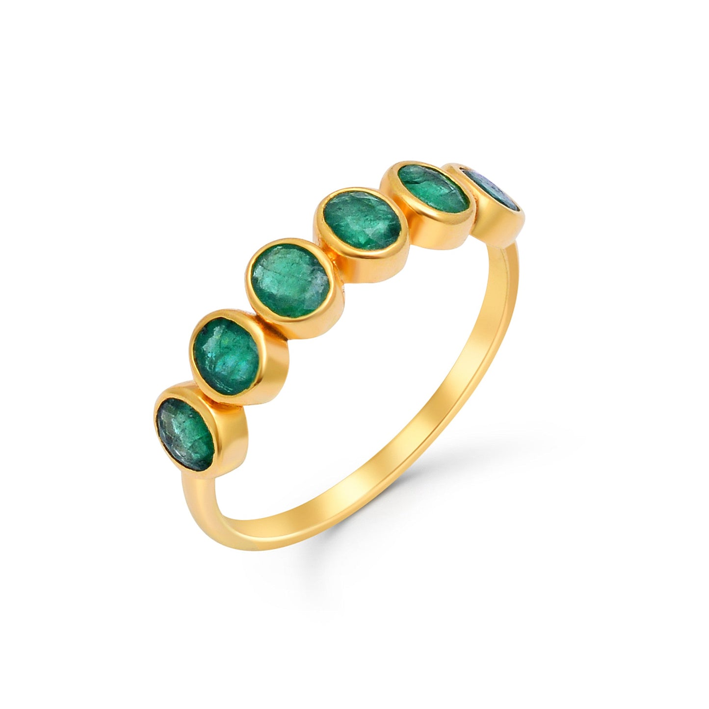 Oval Emerald Half-Eternity Ring