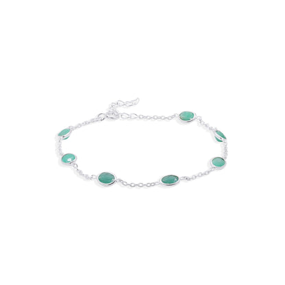 Enchanted Linked Emerald Gemstone Bracelet in Sterling Silver