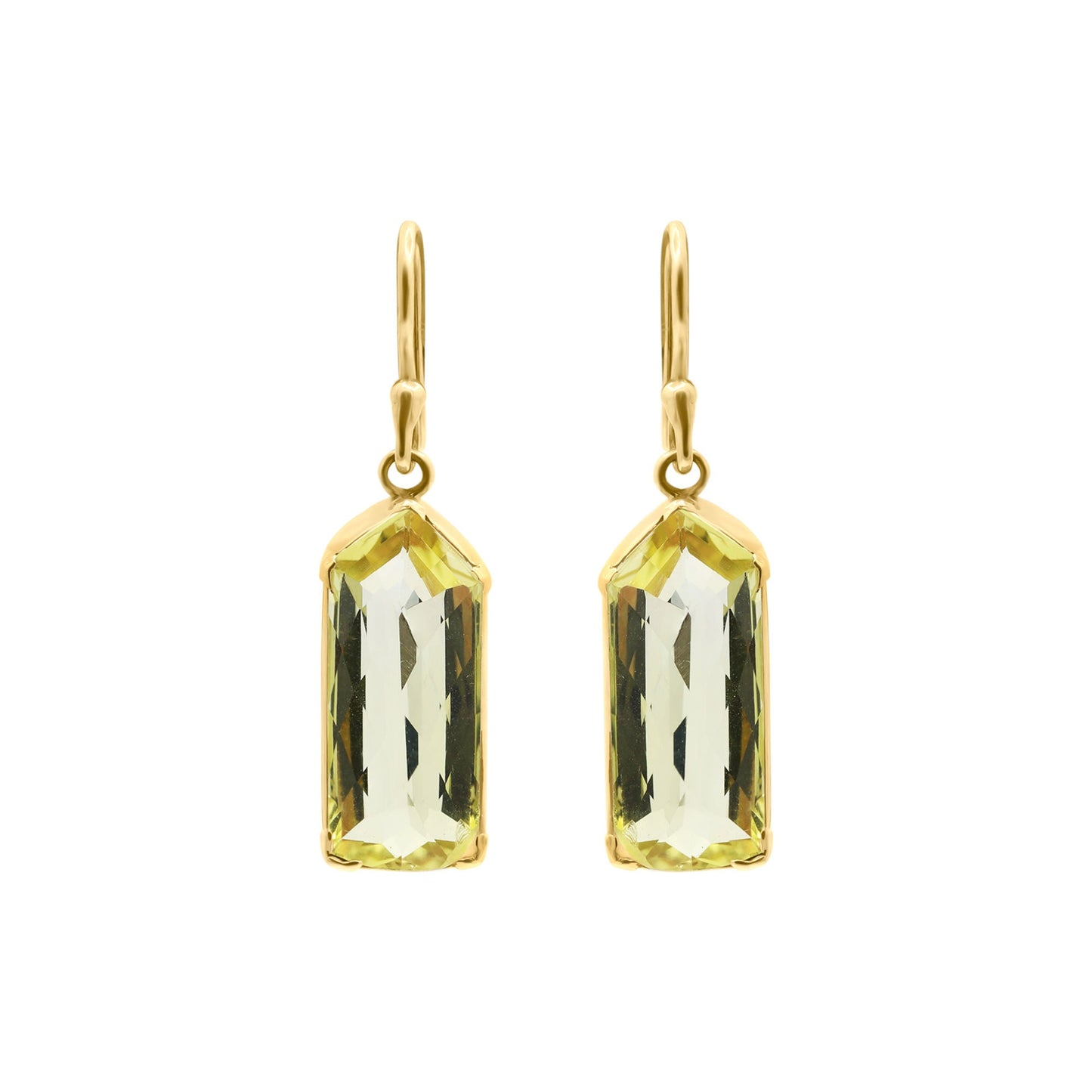 Lemon Quartz Pentagonal Dangle Earrings
