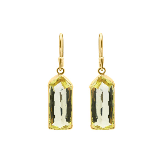 Lemon Quartz Pentagonal Dangle Earrings