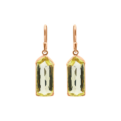 Lemon Quartz Pentagonal Dangle Earrings