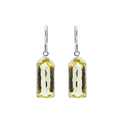 Lemon Quartz Pentagonal Dangle Earrings