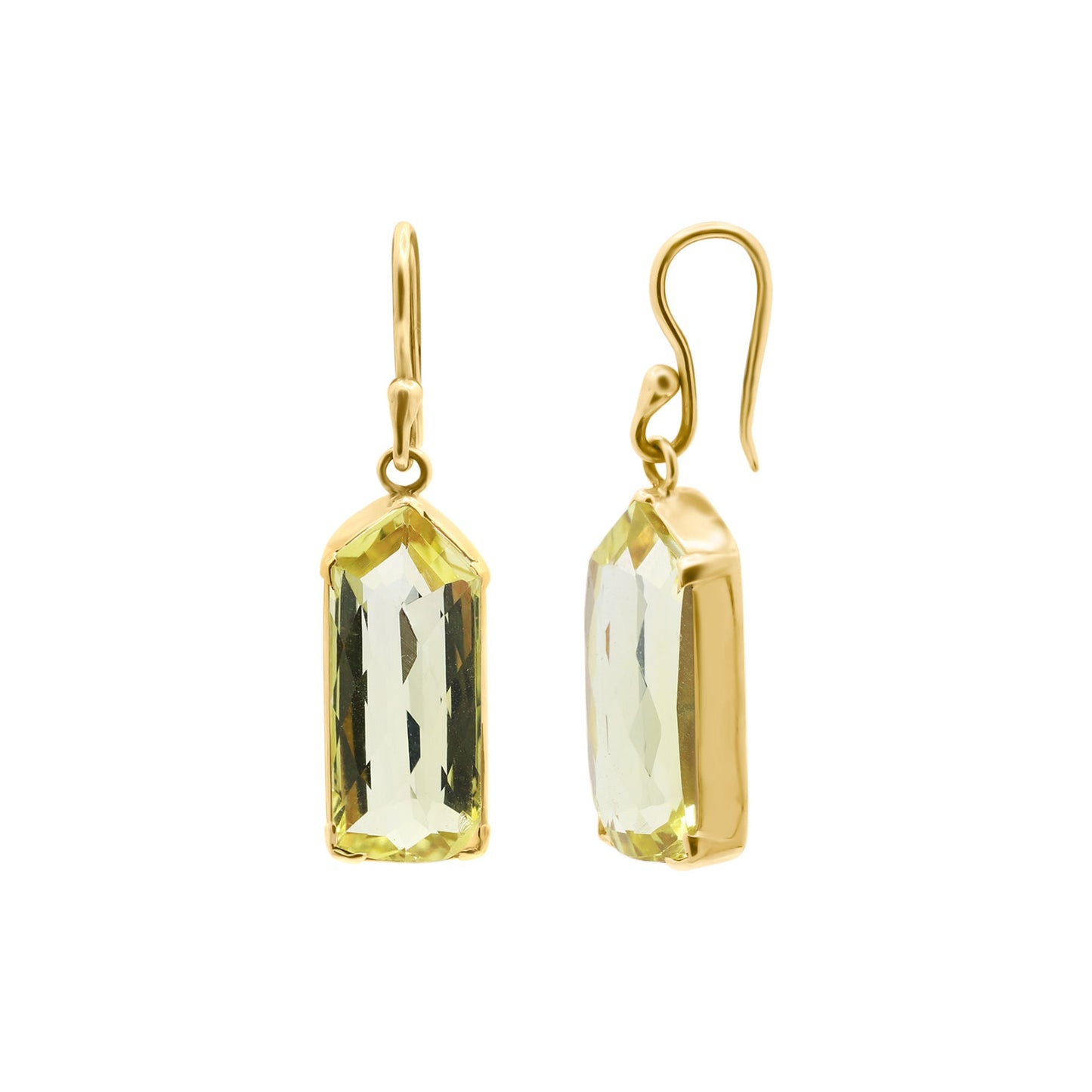 Lemon Quartz Pentagonal Dangle Earrings