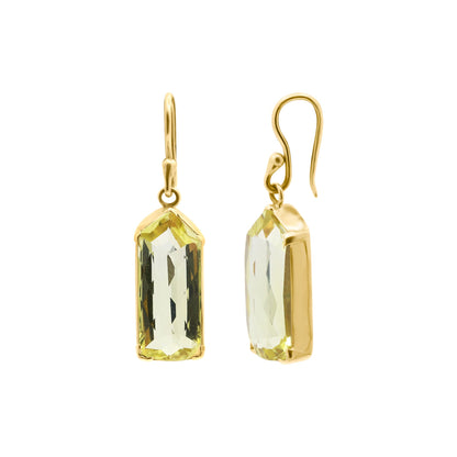 Lemon Quartz Pentagonal Dangle Earrings