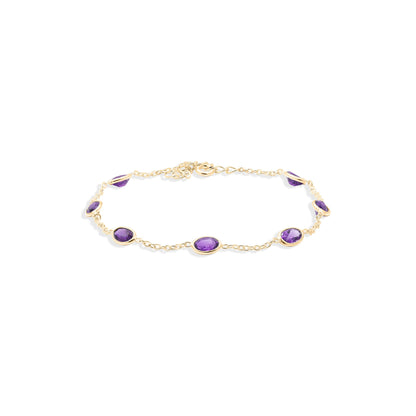 Majestic Linked Amethyst Gemstone Bracelet in Sterling Silver