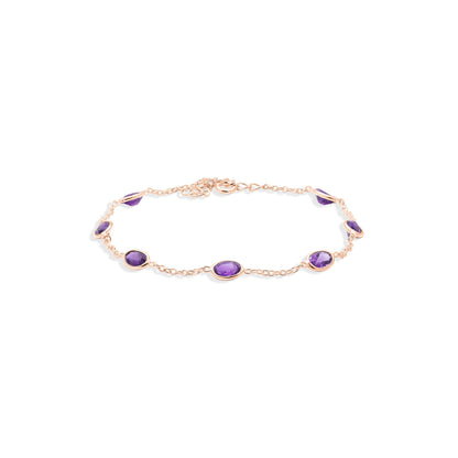Majestic Linked Amethyst Gemstone Bracelet in Sterling Silver