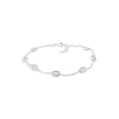 Moonlit Linked Moonstone Bracelet in Sterling Silver