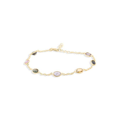 Rainbow Linked Tourmaline Bracelet in Sterling Silver