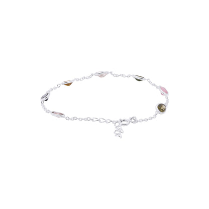 Rainbow Linked Tourmaline Bracelet in Sterling Silver