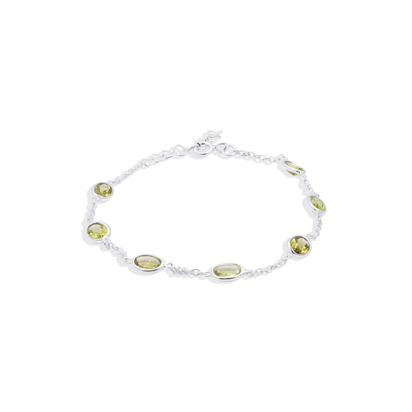 Splendour Linked Peridot Gemstone Bracelet in Sterling Silver