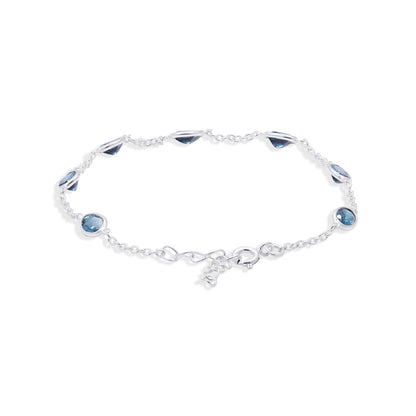 Starlight Linked Blue Topaz Bracelet in Sterling Silver