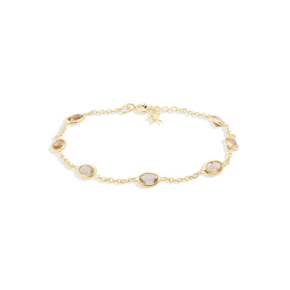 Sunshine Linked Citrine Gemstone Bracelet in Sterling Silver